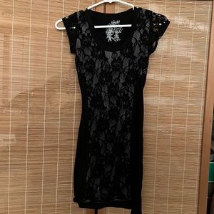Black and Gray Lace Bodycon Dress